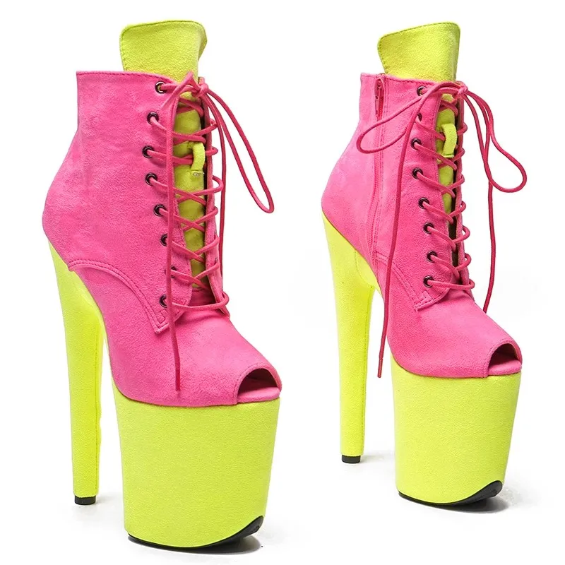 

New 20CM/8inches Suede Upper Modern Sexy Nightclub Pole Dance Shoes High Heel Platform Women's Ankle Boots 166