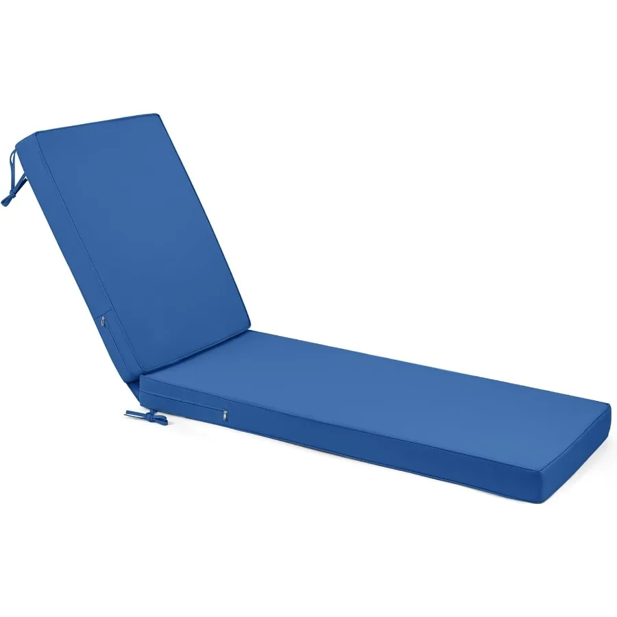 

Chaise Lounge Cushions Outdoor with Ties Double-Sided Waterproof Fade-Resistant Lounge Chair Cushion Anti-Slip Removable Cover