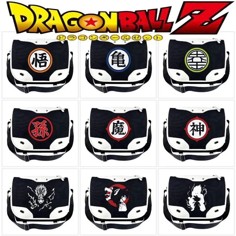 Dragon Ball PU Leather Satchel Fashion Casual Black and White Colorful Crossbody Bag Cartoon Canvas Students Shoulder Backpacks