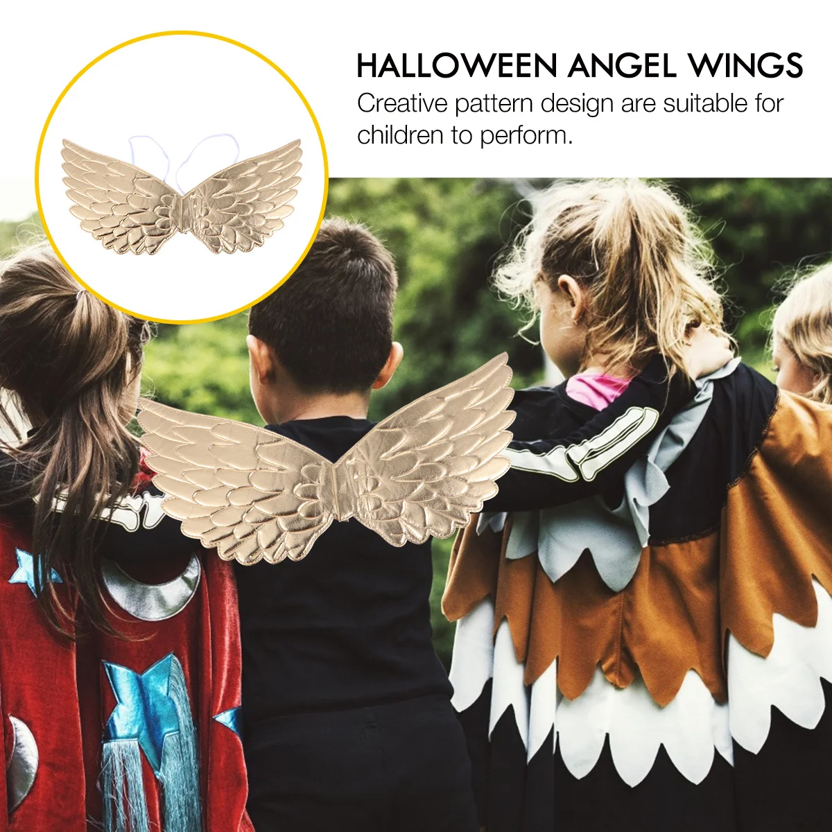 

2 pcs Children Performance Wings Elastic Halloween Christmas Party Stage Accessory Angel Wing Costume Toddler Cosplay Prop