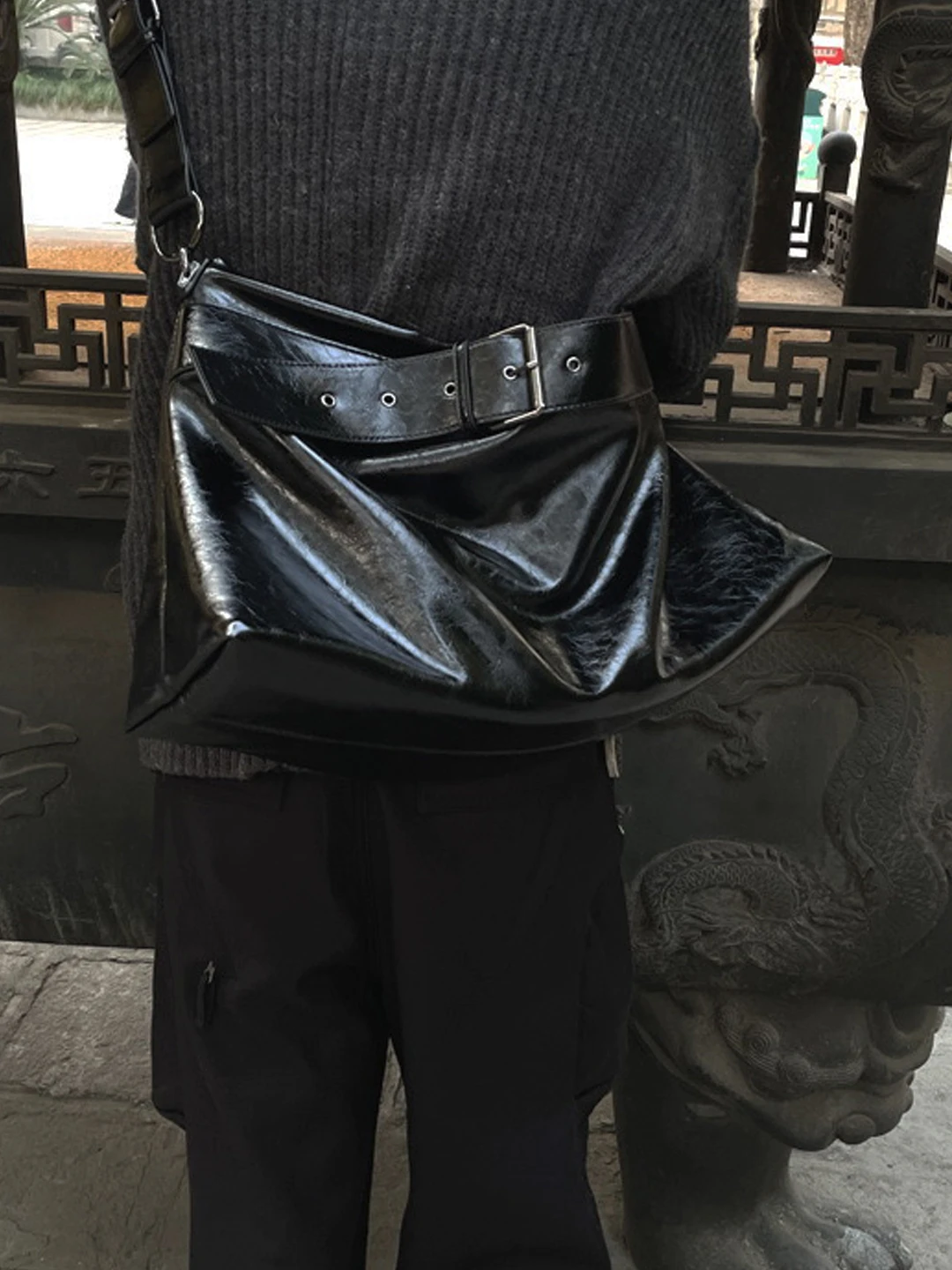 NIN Casual Retro Harajuku Underarm Large Capacity Hobo Oil Wax Leather Versatile INS Men Women Street Style Trendy Crossbody Bag