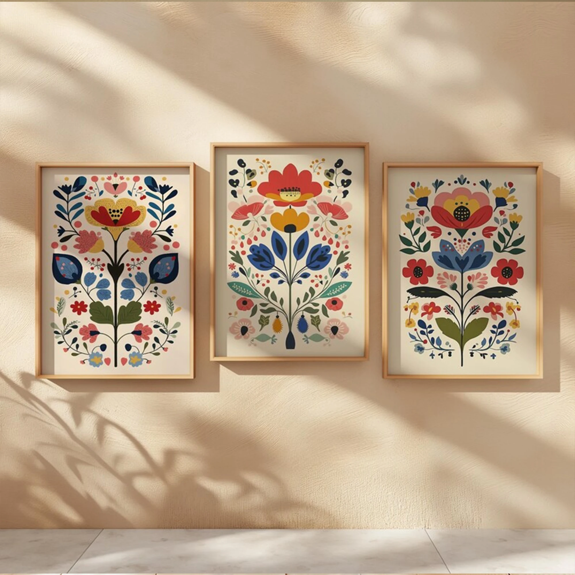 3pcs Modern Minimal Boho Plants & Florals Wall Art Print Canvas Painting Poster Picture For Living Room,Bedroom Home Decor