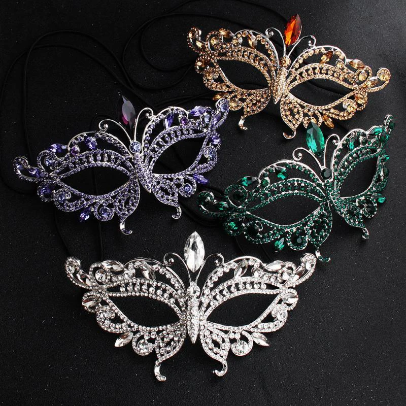 

Wing Rhinestones Woman Masquerade Masks Halloween Princess Bride Engaged Married Party Birthday Carnival Festival White Green