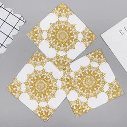 Colourful Napkins Printed Paper Napkins Gold Wedding Pure Wood Pulp Paper Hotel Party Paper Mouth Cloth 20pcs/pac 33cm Wholesale