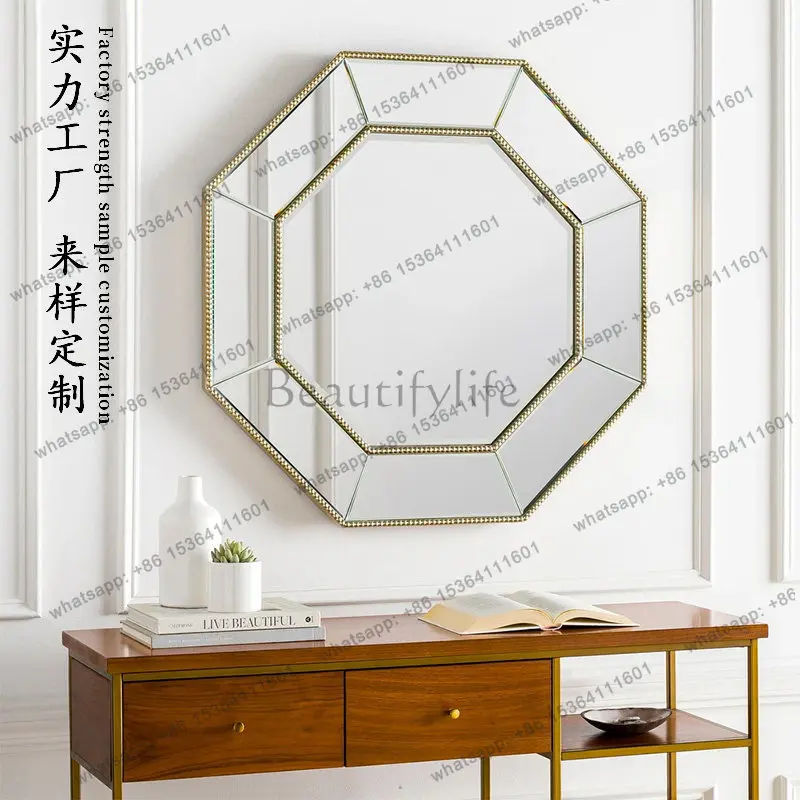 European decorative makeup mirrors, hand-carved wall-mounted lenses, solid wood light luxury
