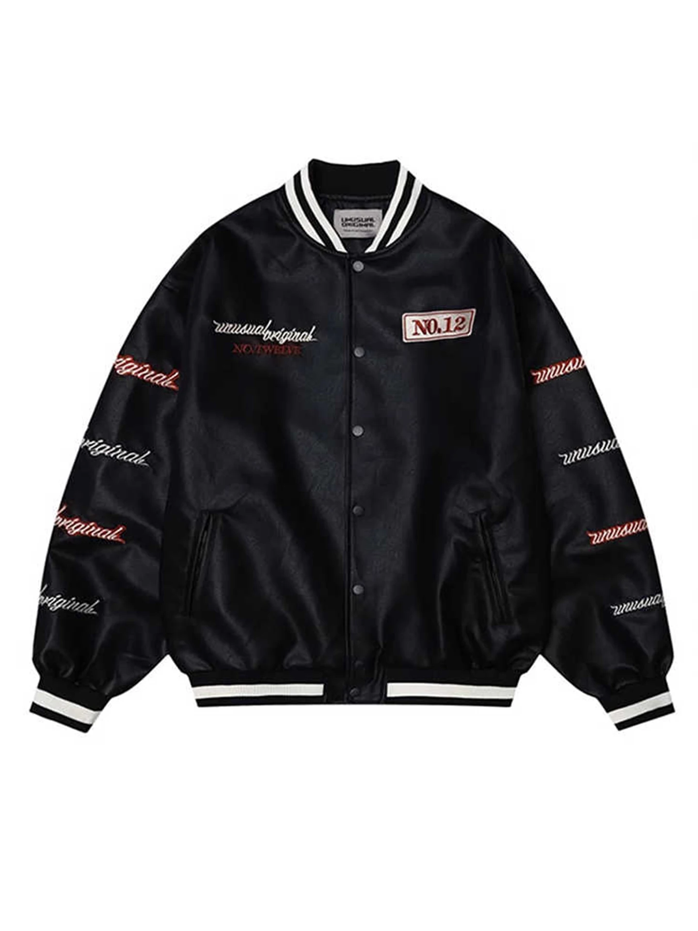 

Retro American Stitched Patchwork Color Blo Baseball Jaet Men's PU Leather Coat Anti-Wind Long Sve Regular Fit Jaet