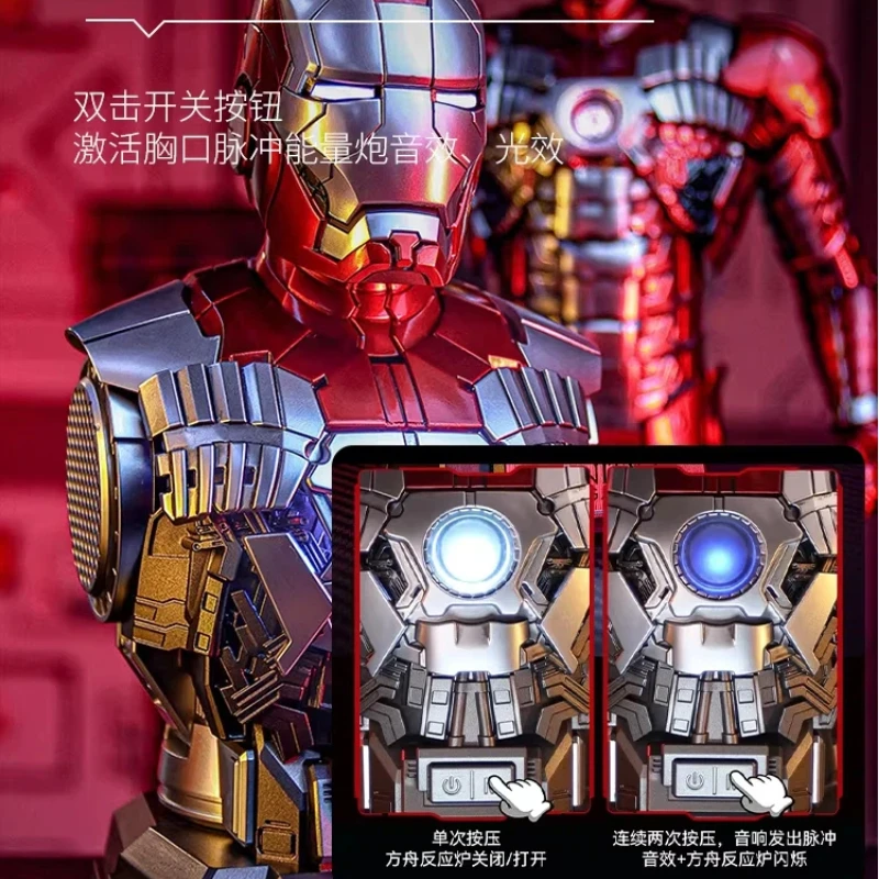 

Marvel Iron Man Bluetooth Speaker Chest Breathing Light Sync With Music Gaming Room Decor Desktop Ornament Accessory Male Gift