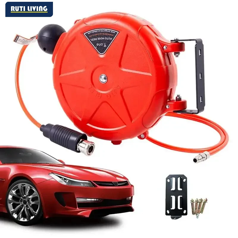 RUTI Compressor Hose Reel Retractable 6m Automatic Rewind Tool Commercial Reel With Swivel Bracket Quick Coupler Air Compressor