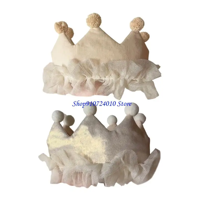 

77HD Comfortable Infant Birthday Crown Headband for Girls Celebration Headdress Props