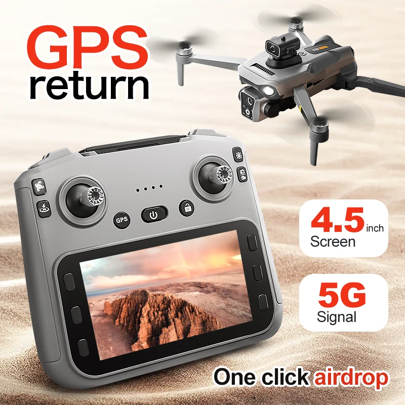 360 ° Dron con pantalla láser para evitar obstáculos, dispositivo Airdrop 5G GPS RC, posicionamiento de Dron, posicionamiento de flujo óptico, juguete para regalo para niños