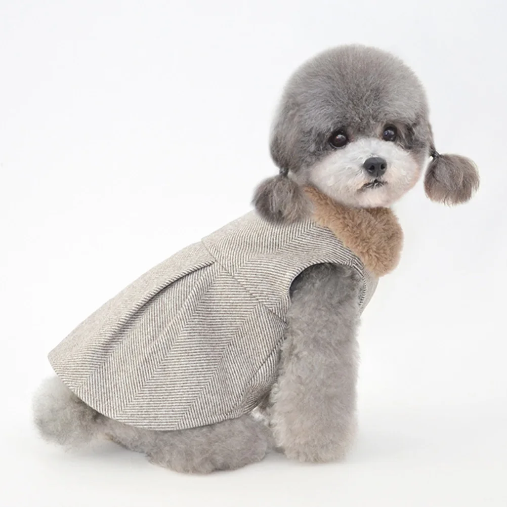 

Pet Dog Warm Clothes Grey Cotton Coat for 8lbs Pets Soft Cozy Winter Outfit Puppy Costume Fashionable Jacket Dog Warm Cloth Pet