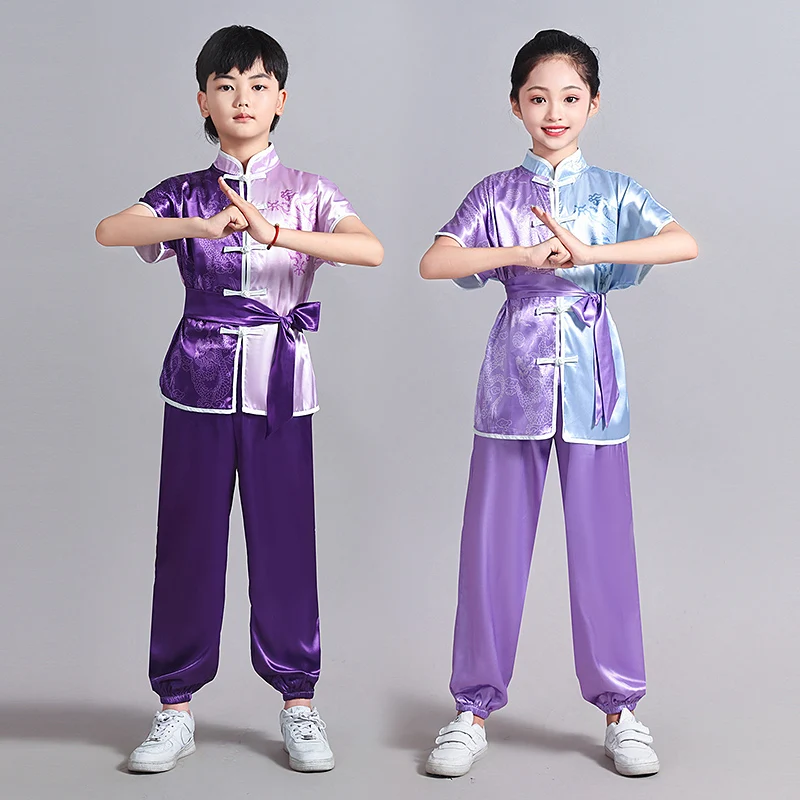 New Unisex Kids Breathable Martial Arts Tai Chi Performance Costume for Practice Competition and Stage Wear