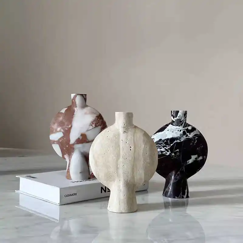 Middle-aged silent wind natural marble candlestick designer sample room villa restaurant desktop atmosphere decoration
