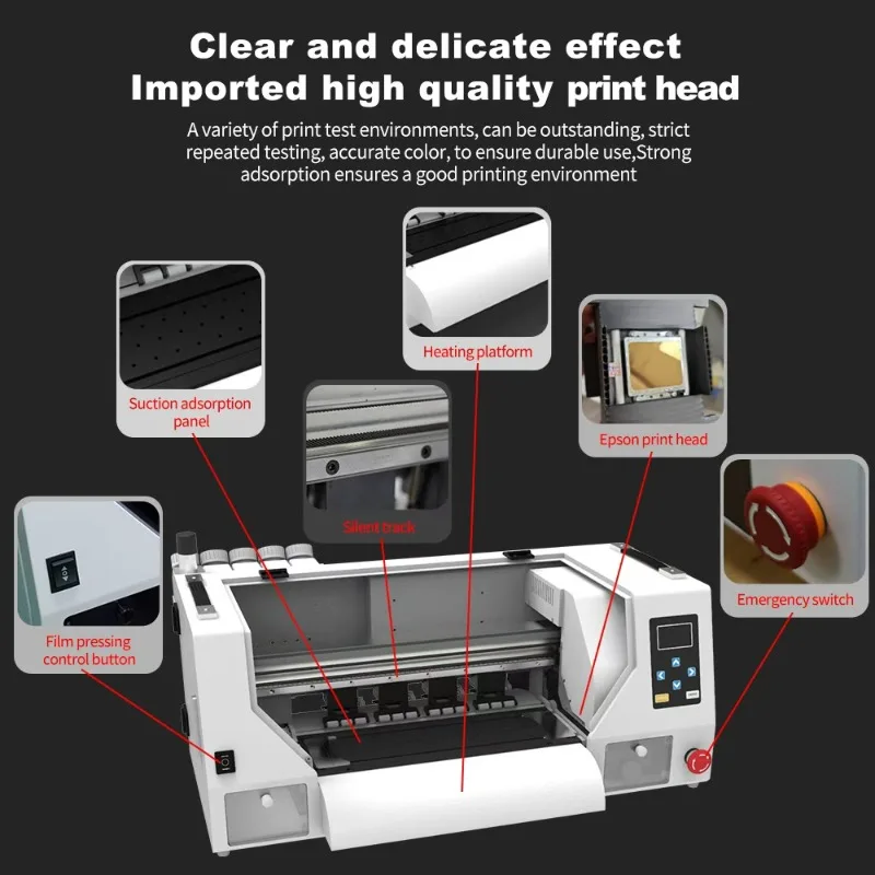 【2026】طابعة MTcolor برأس واحد Xp600 صغيرة الحجم A3 Dtf 300 مم آلة طباعة نقل الحرارة لفيلم الحيوانات الأليفة لطباعة نقل التي شيرت