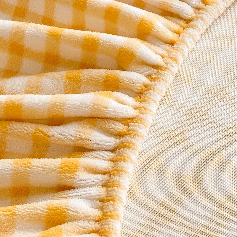 New Milk Fleece Bed Hat Single Plaid Fleece Mattress Cover Autumn/winter Thickened Warm with Elastic Sheet Cover Multi-dimension