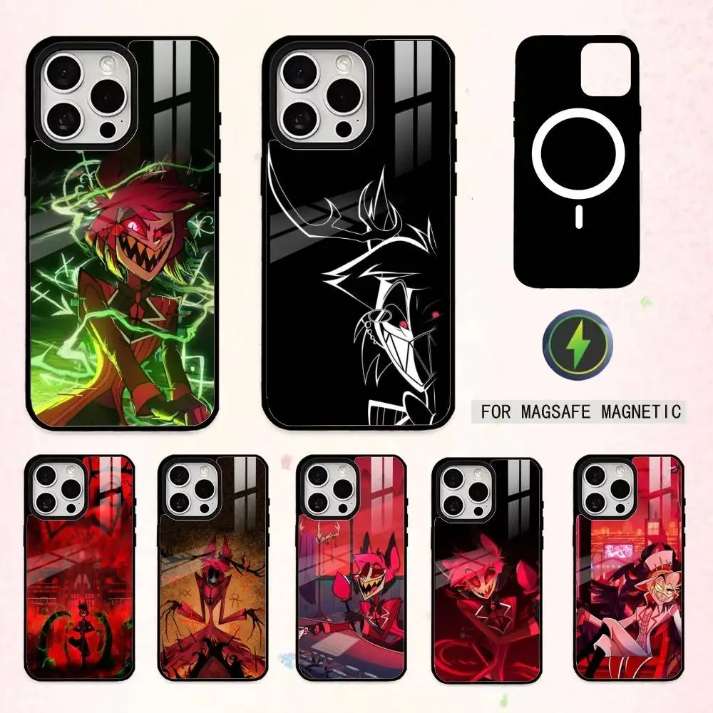 

H-HazbinS H-Hotels A-AlastorS Phone Case For iPhone17,16,15,14,13,12,11 Plus,Pro Max Magnetic For Magsafe Wireless Charging