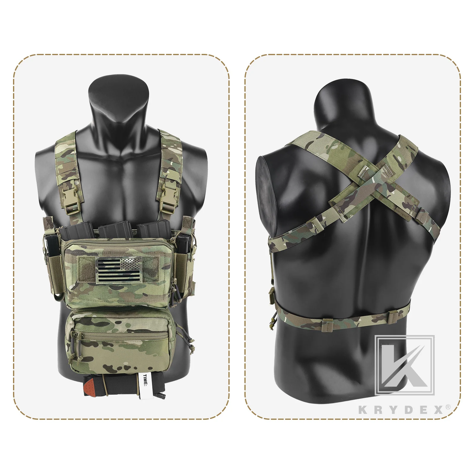 Imagem -06 - Krydex-tactical Peito Rig Leve Colete Militar Caça ao ar Livre Acessórios Airsoft Edc Caza D3crm