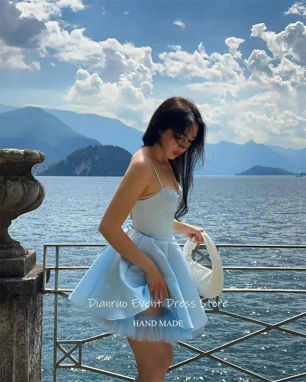 Dianruo ミニサテンウエディングドレススパゲッティストラップ A ライン誕生日ドレス魅力的な恋人春夏ドレスカスタマイズ