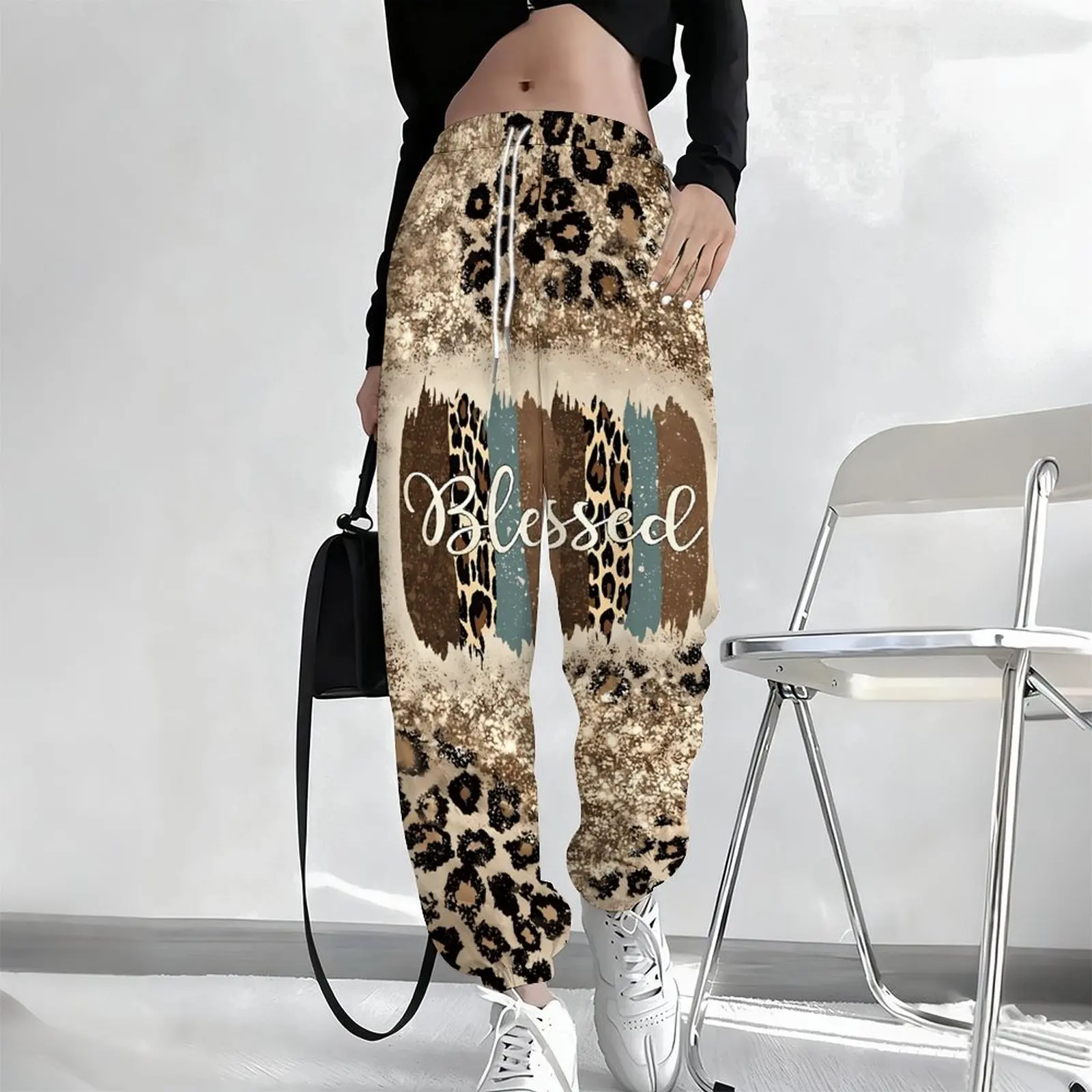 Winter Printed Sport Pants Autumn Trousers Fashion Casual Pants Vintage Elegant Joggers Women's Drawstring Pants