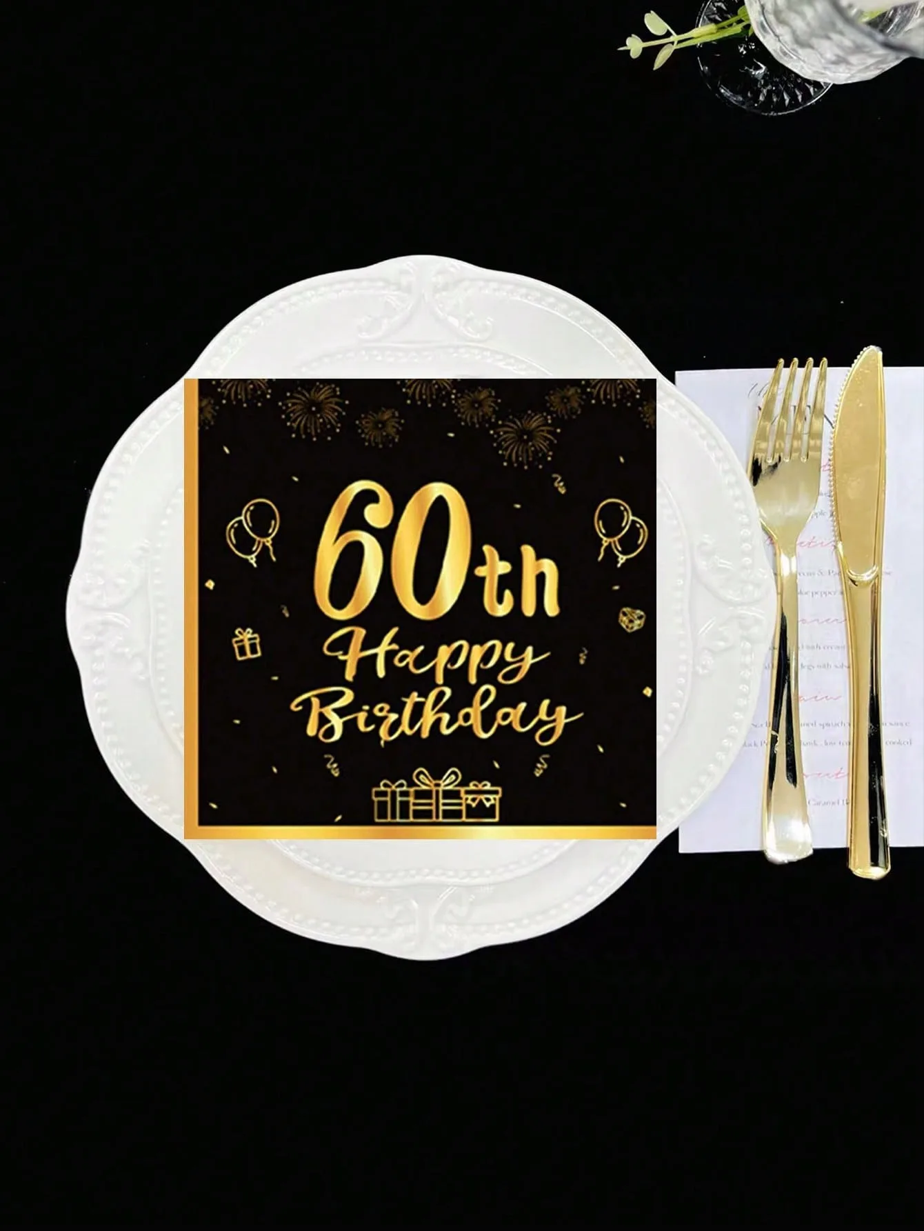 Glücklicher 18., 21., 30., 40., 50., 60. Geburtstag, schwarze und goldene Servietten, 20 Stück, Party-Servietten, 70. Geburtstag Servietten, Alles Gute zum 50. Geburtstag – Detail 9