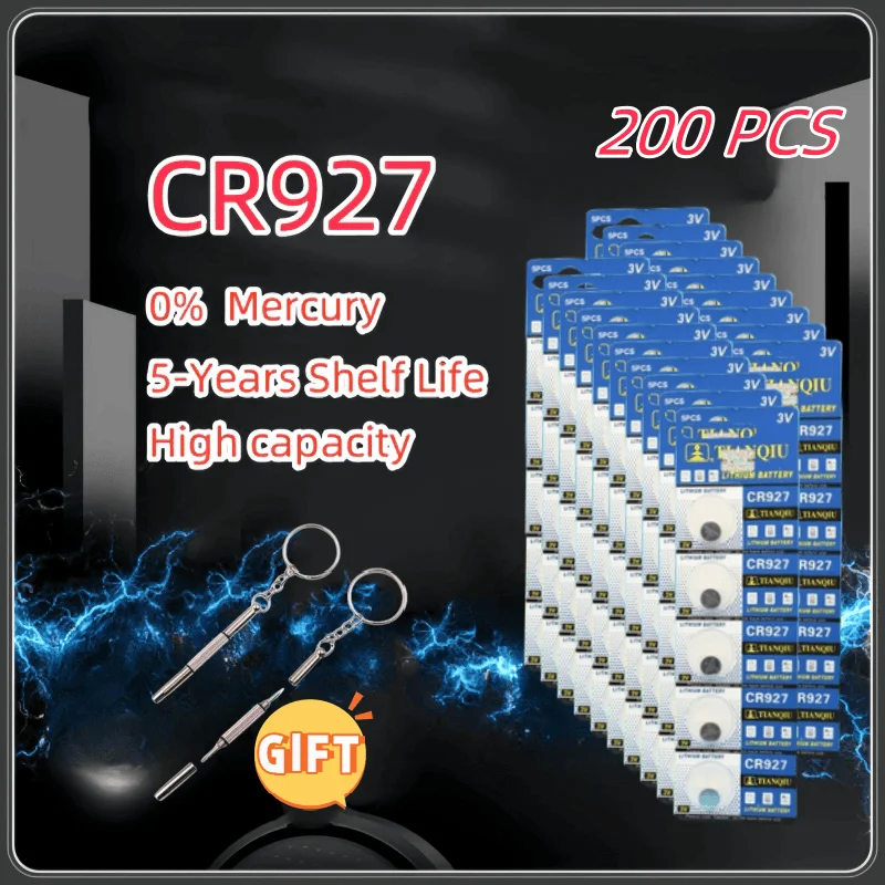 

200 шт., Кнопочная батарея TQ CR927 DL927 BR927 LM927 ECR927