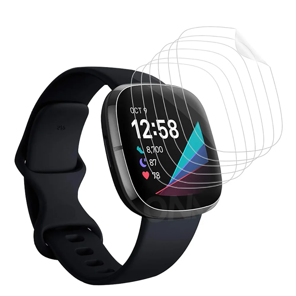 2Pcs Soft TPU Screen Protector for Fitbit Versa 2 3 4 Max Coverage Anti-Scratch Bubble-Free Flexible Film for Fitness Smartwatch