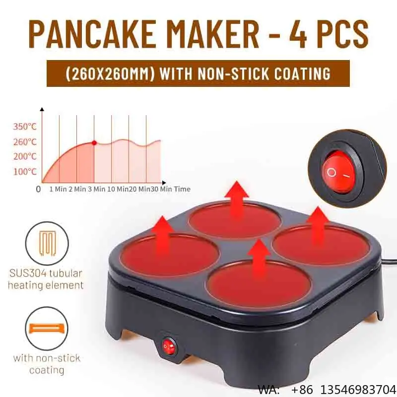 Home Use Electric Crepe Pancake Maker Temperature Control Non-Stick Surface Portable High Efficiency Quesadilla Tortilla Maker