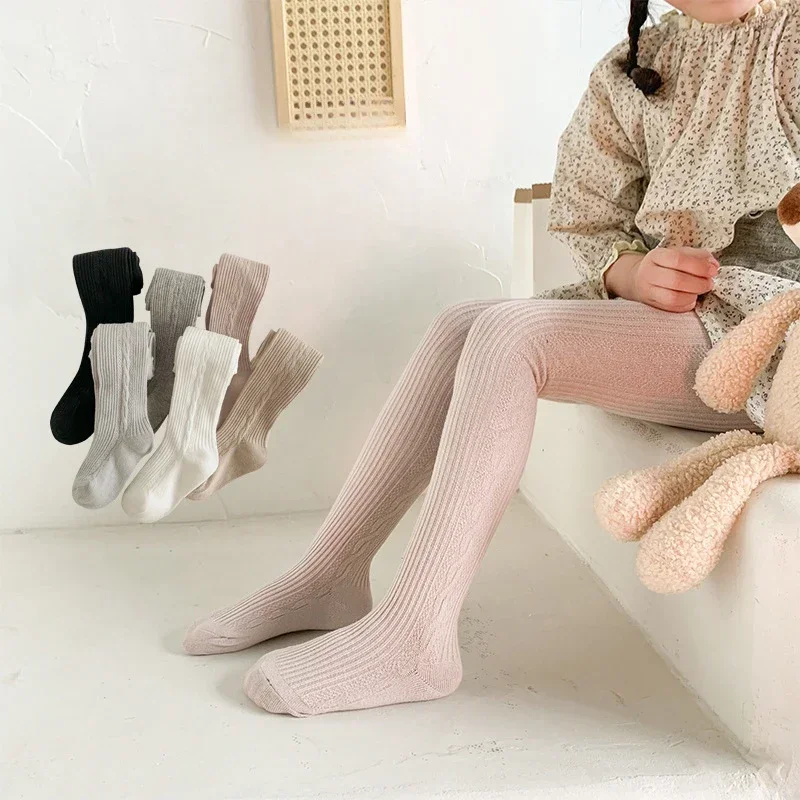 3Pieces Spring Autumn Baby Tights for 0-9Yrs Girl Ribbed Stockings Knitted Dance Pantyhose High Waist Children Pants Cheap Stuff