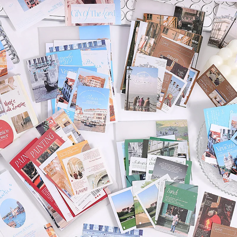 30pcs/lot Memo Pads Material Paper city tour Junk Journal Paper diary Scrapbooking Cards Background Decoration Paper