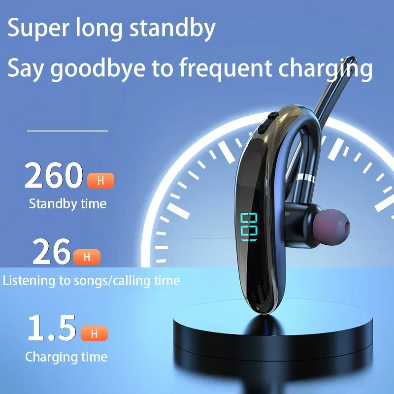 Fones de ouvido sem fio único fone de ouvido bluetooth com microfone cancelamento ruído falando fone de ouvido negócios auriculares condução