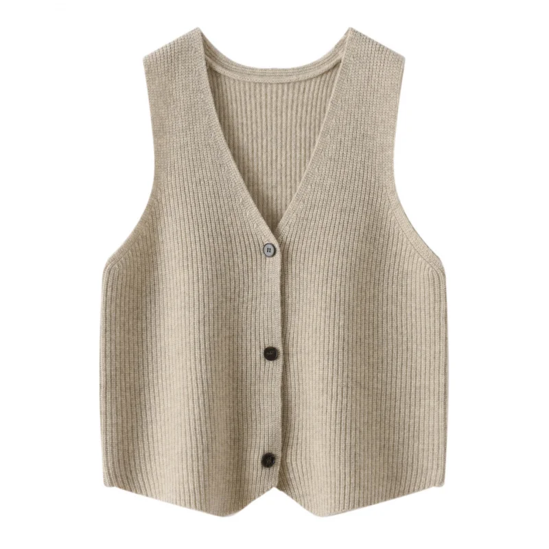 

Шерстяной вязаный жилет для женщин, миниатюрный стиль, модный кардиган, универсальный шерстяной жилет, кардиган