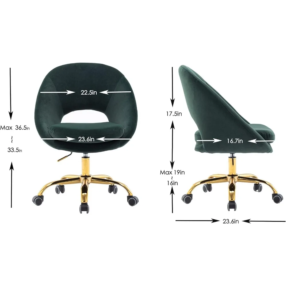 Silla moderna acolchada de terciopelo para el hogar, cómoda silla de oficina con ruedas, respaldo ajustable, tocador giratorio, mesa y sillas