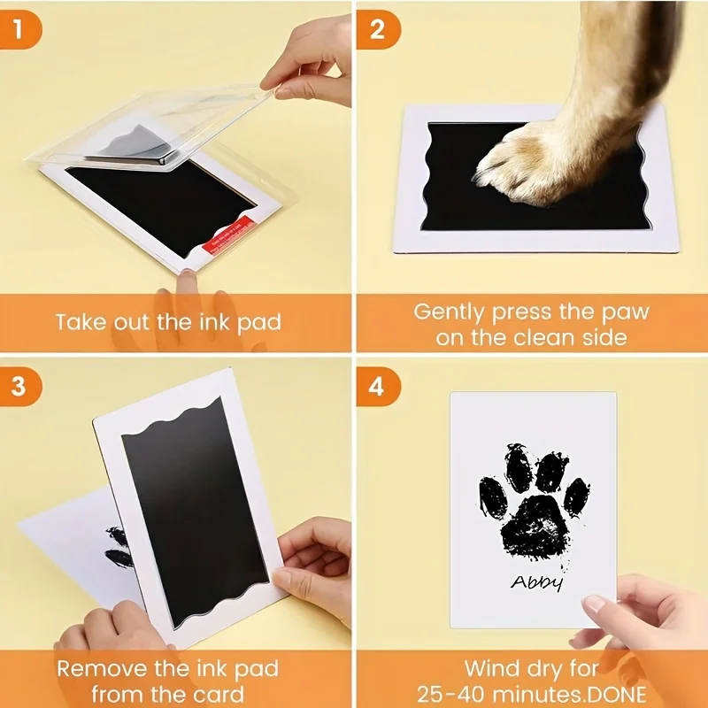 12 件套 Pet Paw Print Impression Kit with Photo Frames, Paw Print Kit, Mess-Free Paw Print Stamp Pad for Dogs & Cats - Image 5