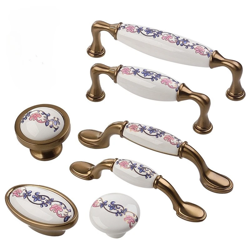 Ceramic Handle American Retro Cabinet Door Modern Minimalist European Style Drawer Cabinet Wardrobe Cabinet Handle