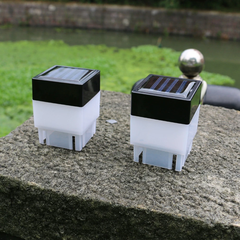 Solar Post Light Modern Fence Deck Lamp Auto On/Off Square Column Fixture Mailbox Lantern for Landscape Lighting