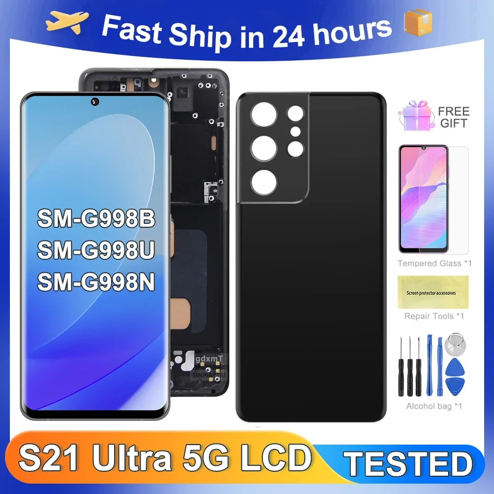 Tested S21 Ultra For Samsung S21 Ultra 5G G998B G998U G998W LCD Display Touch Screen Digitizer Assembly Replacement