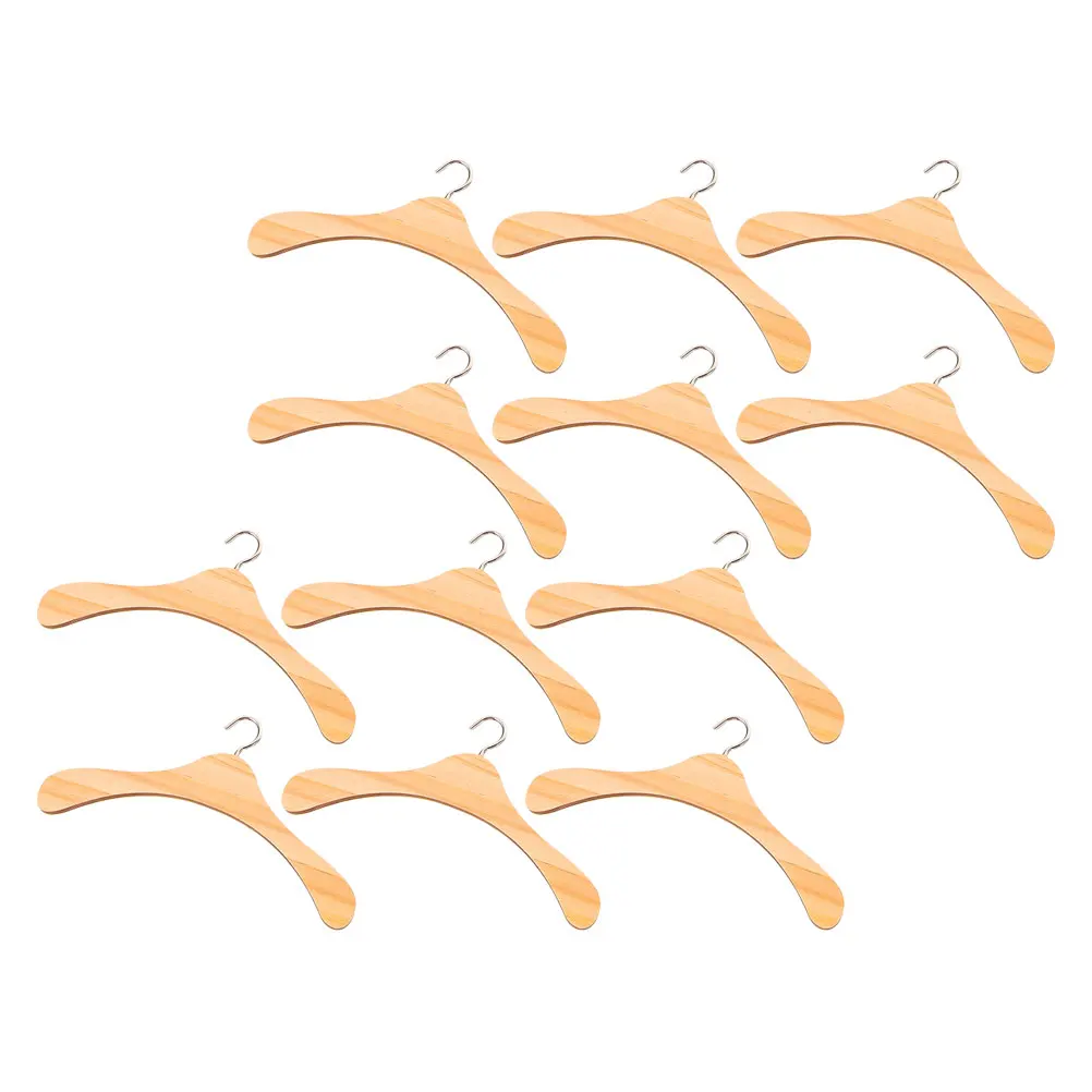 

12 шт. деревянные мини-вешалки для одежды, органайзер для гардероба, вешалка для одежды из натурального дерева для кукольного домика, деревянные вешалки для хранения нарядов