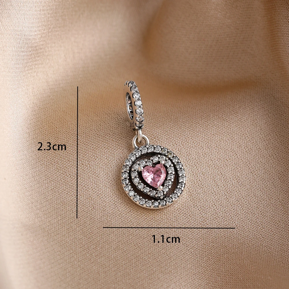 S925 Silver Blue Pink Heart shaped Gift Box Rose Love Set Lock Charm Pendant Fit for Bracelet Necklace DIY Fashion Jewelry Gift
