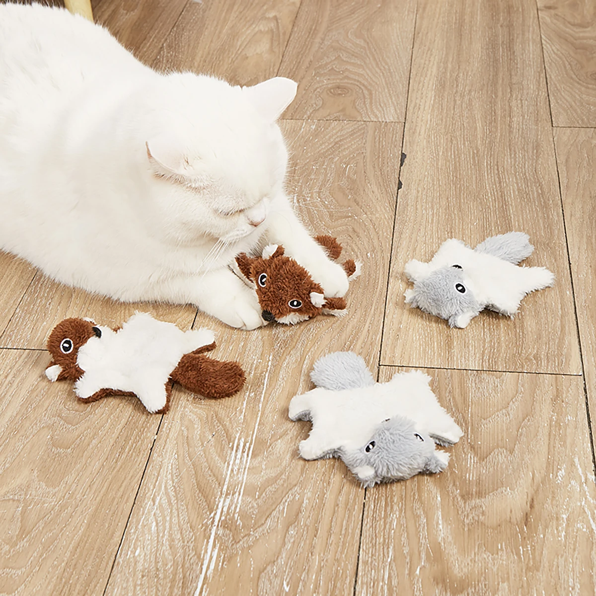 1 Stück Plüsch-Eichhörnchen Haustier-Spielzeug mit Geräuscheffekten, Katzen- und Hundespielzeug, Selbstbeschäftigungsspielzeug, Bissresistentes Zahnungsspielzeug