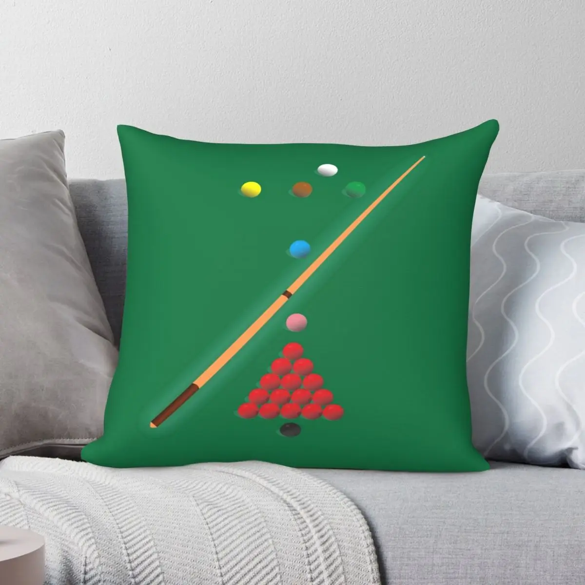 Snooker Balls Square Pillowcase Polyester Linen Velvet Printed Zip Decor Sofa Seater Cushion Cover