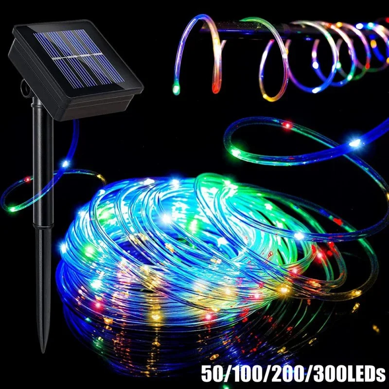 Solar Rope Lights LED PVC Tube Christmas Fairy String Light Garden Wedding Birthday Outdoor Holiday Halloween Decoration Home