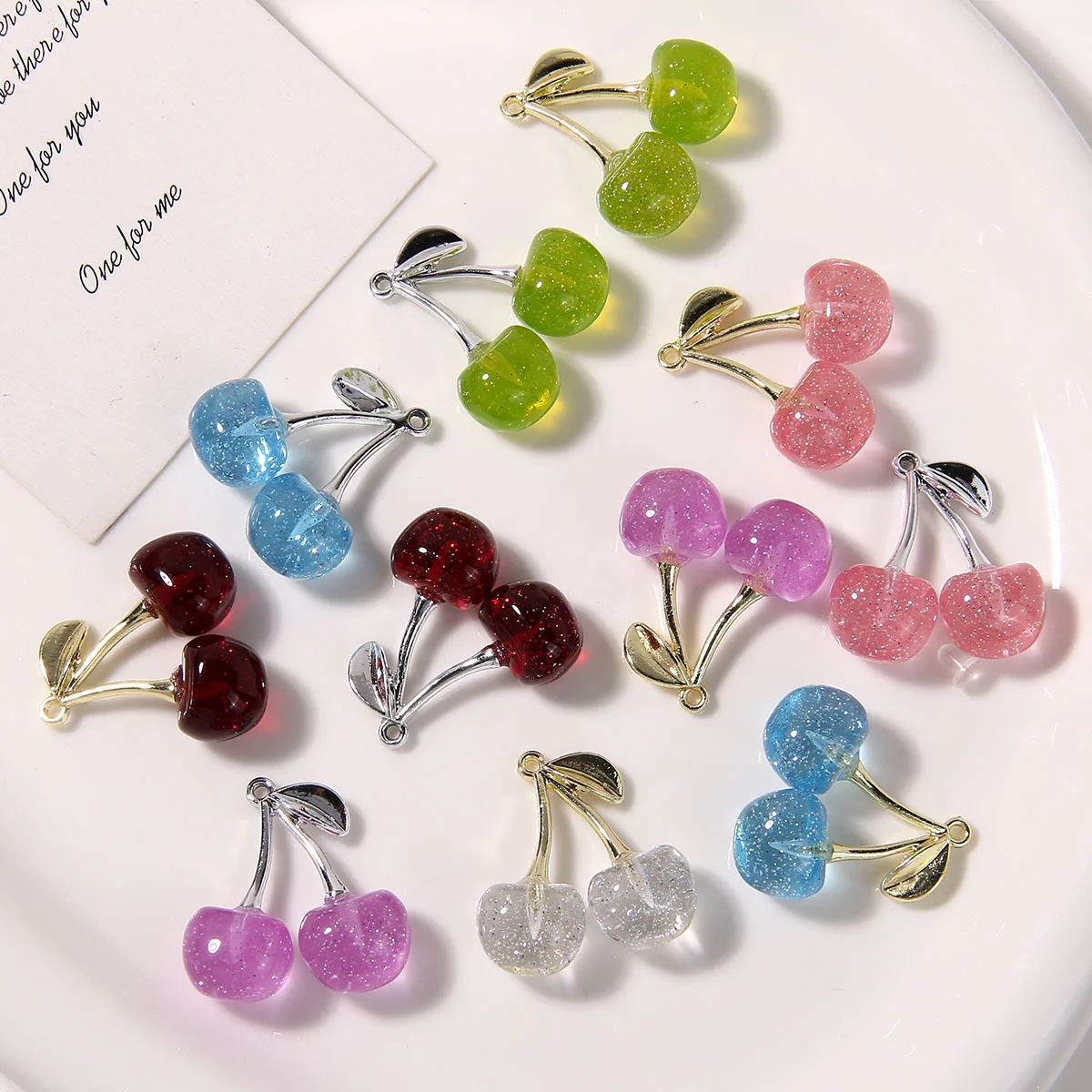 

2024 Fashion New Women Gift Fruit Cherry Charm Earring Charms DIY Eardrop Necklace Pendant Accessory