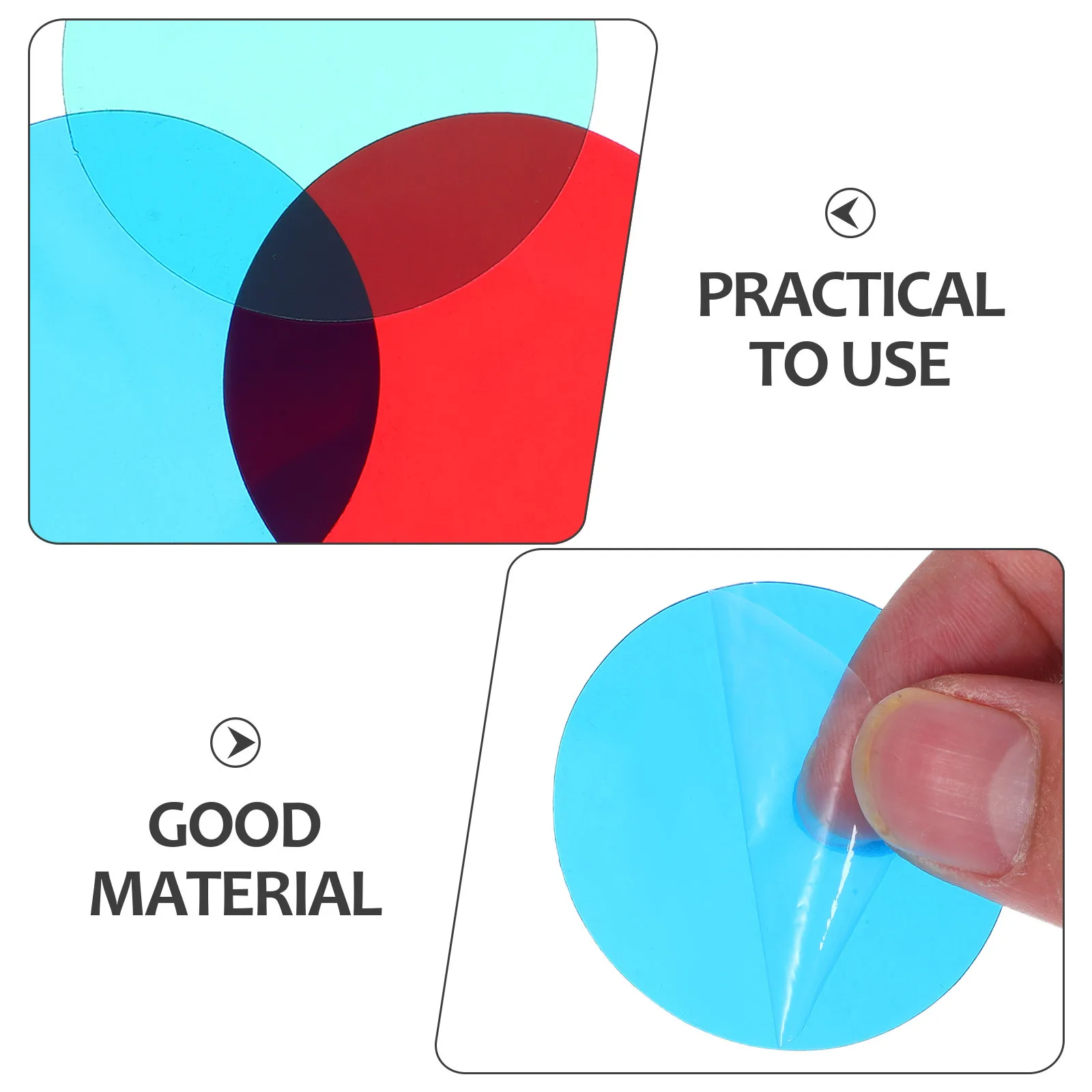 6Pcs Colored Transparent Plastic Sheets Red Green Blue for Optics Physics Light Experiments Educational Teaching Tools