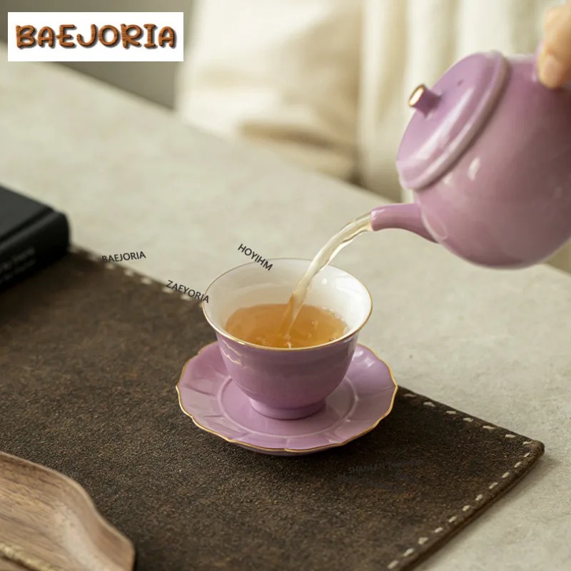Rosy Clouds Purple Gold Coasters Aesthetic Mug Plate For Coffee Cups Saucer Heat Insulation Placemats Cup Holder Teaset Supplies - view 3