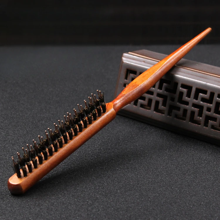 Salon Teasing Back Hair DIY Brushes Boar Bristle Wood Slim Line Comb Hairbrush Extension Hairdressing Professional Styling Tools