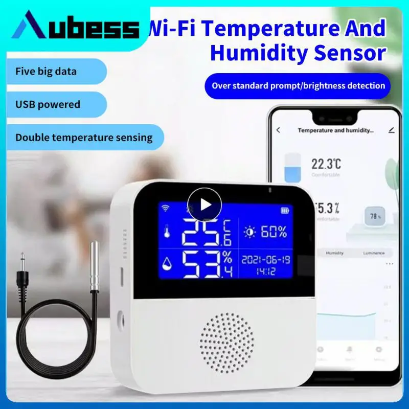 

Tuya Smart Wifi Temperature And Humidity Sensor Hygrometer Thermometer Detector 5 Displays Smart Life Support Alexa Home