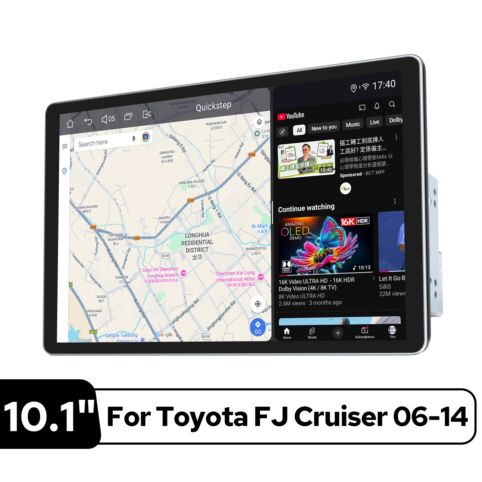 

10.1-дюймовая Android-автомагнитола для Toyota FJ Cruiser 2006-2014, 4 ГБ+64 ГБ, беспроводной CarPlay и Android Auto, Plug&Play, GPS-навигация, радио