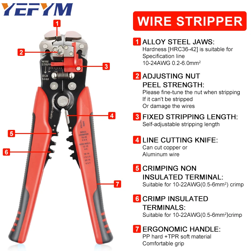 4 In1 Ferrule Crimping Tools Sets HSC8 6-6 Self-Adjustable Ratchet, Stripping Cutting Pliers YE-1R,Connectors Wire End Kit