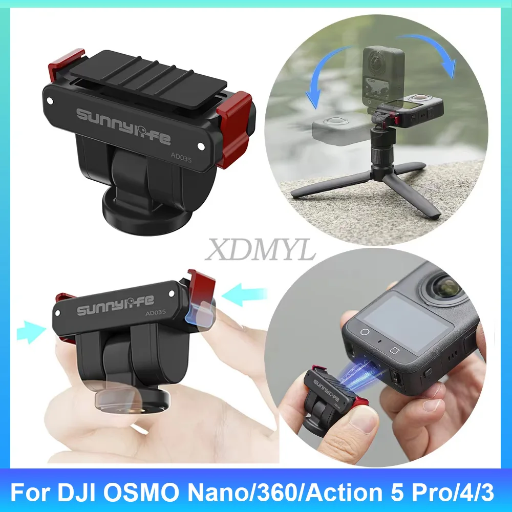 اثنين مخلب جبل قوس قابل للتعديل المغناطيسي الإفراج السريع جبل ل DJI Osmo 360/OSMO نانو/Action 5 Pro/4/3 ملحقات الكاميرا
