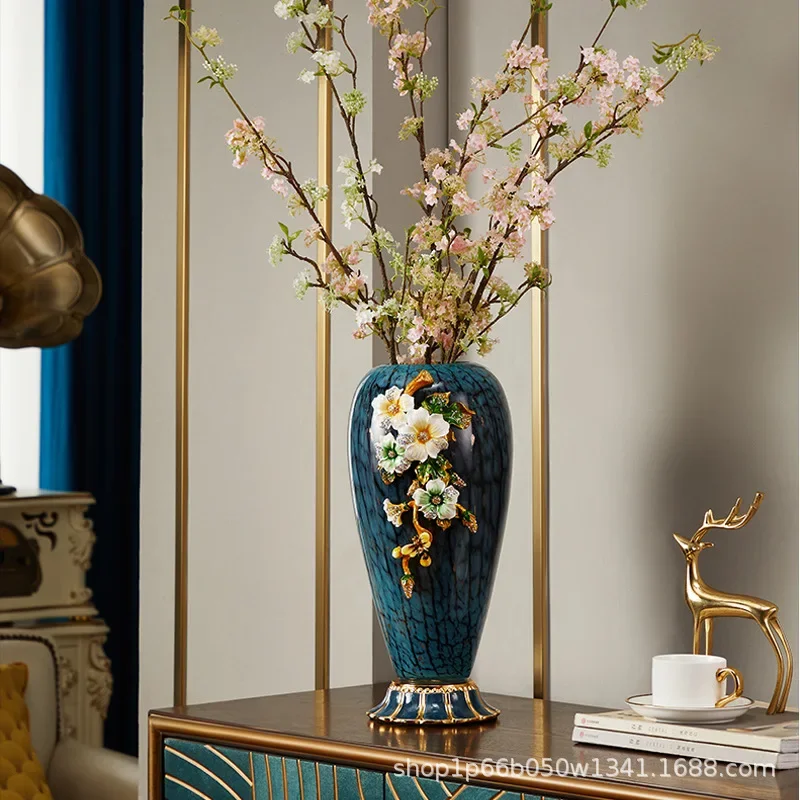 DSA light luxury enamel colored glass vase ornament living room entrance home flower arrangement home decoration